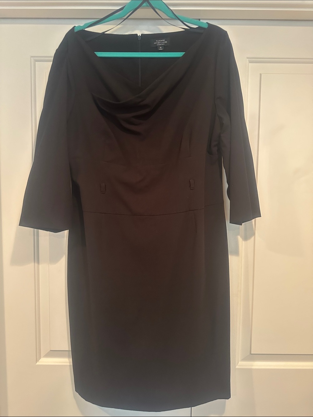 Calvin Klein Black Cowl Neck Long Sleeve Sheath Dress